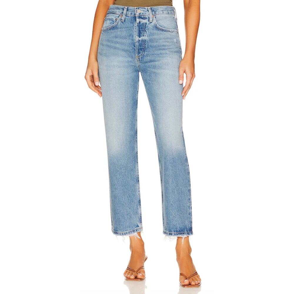 Agolde Light Wash High-Rise Straight Leg Jeans